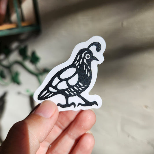 Lino Cut Inspired Quail Sticker