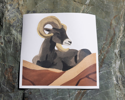 Sleepy Bighorn Sheep Car Window Decal