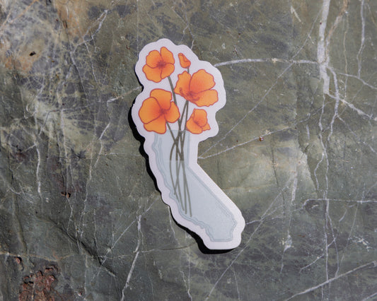 California Poppy Vase Sticker