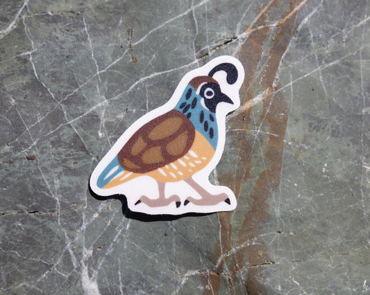 Lino Cut Inspired Colored Quail Sticker